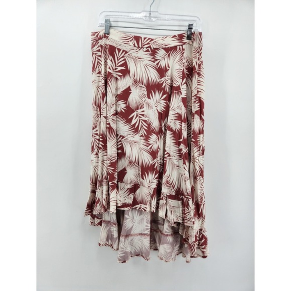 Torrid Plus Size‎ 1X Palm Leaf Print High Low Ruffle Maxi Skirt Bohemian